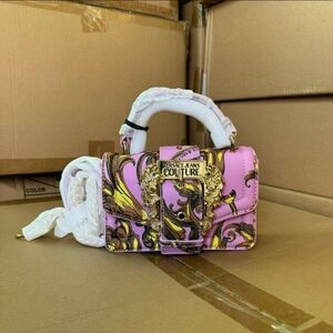 Versace Jeans Collection Pink and Gold Baroque Mini Satchel